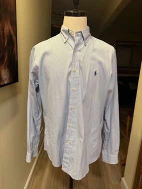 Ralph Lauren Men's Blue Stripe Button-Down Oxford Shirt 16.5
